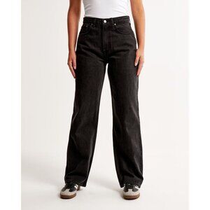 Abercrombie & Fitch NWT Curve Love High Rise Loose Jean in Black size 32/14R